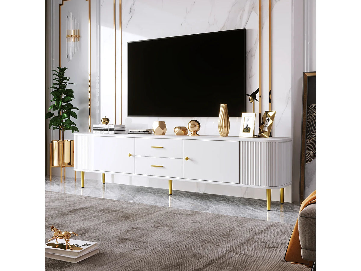 Meuble TV en Bois Blanc 170 cm - MERAX vue 6