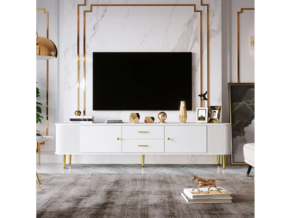 Meuble TV en Bois Blanc 170 cm - MERAX vue 10
