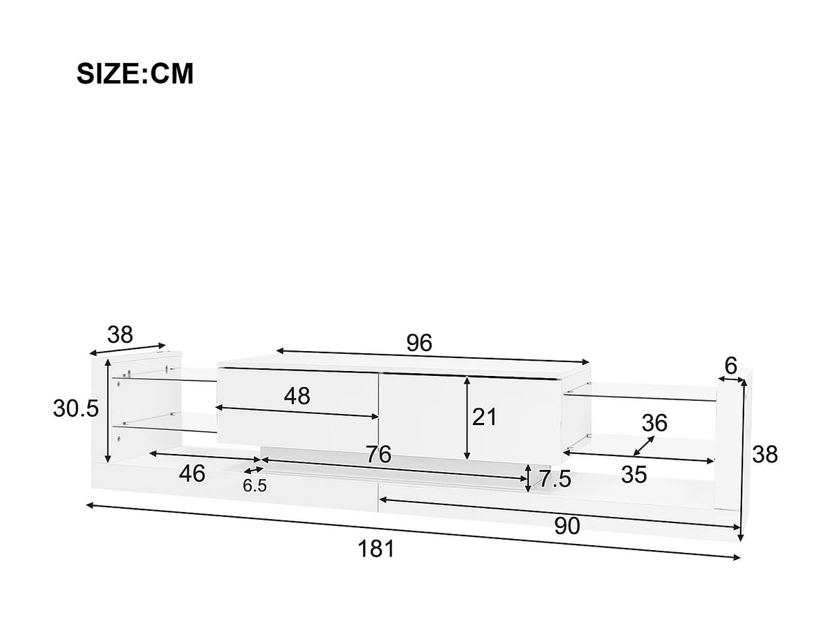 Meuble TV en Bois Blanc 181 cm - MODERNLUXE vue 4