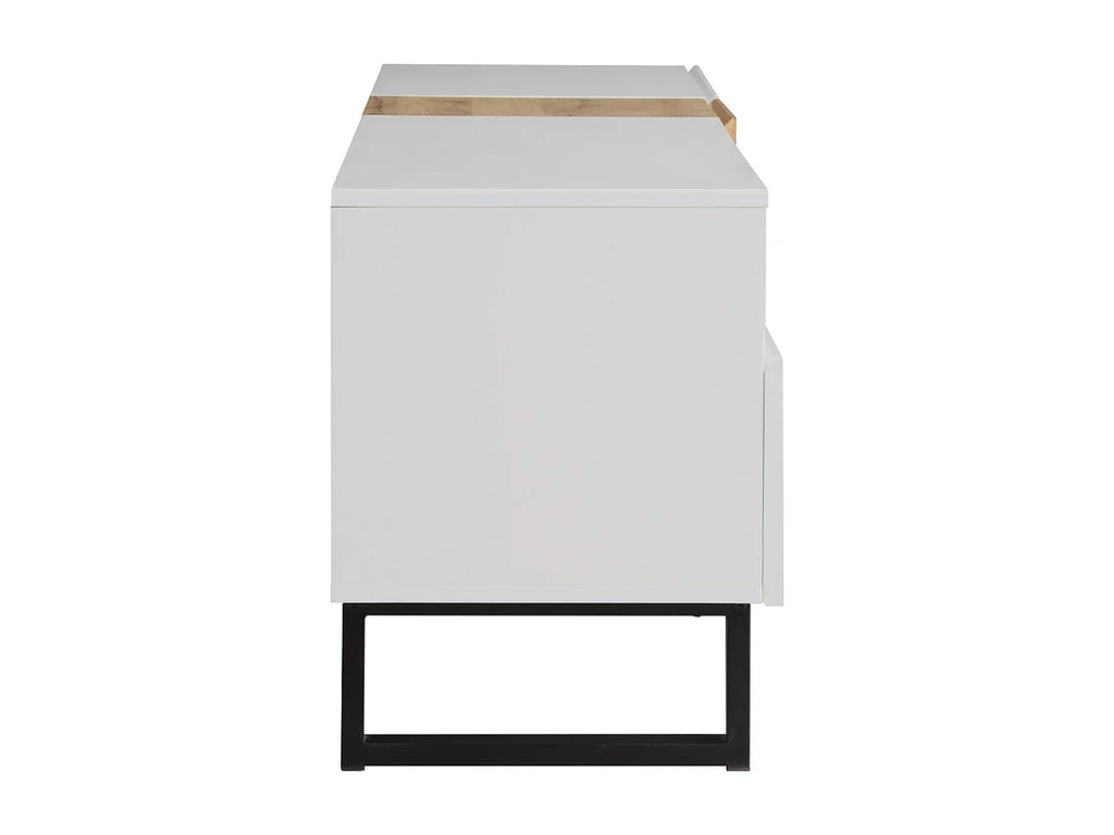 Meuble TV en Bois Blanc 180 cm 2 Tiroirs - MODERNLUXE vue 5