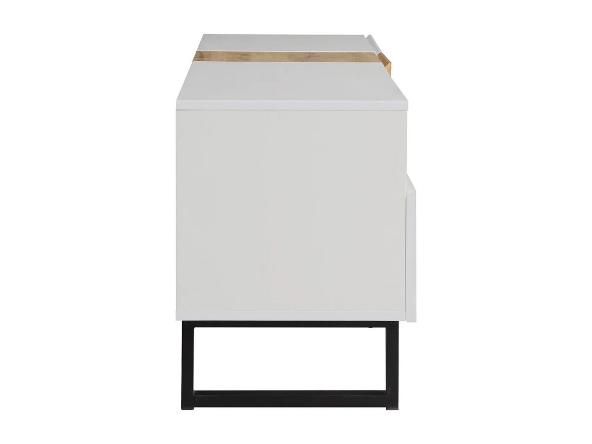 Meuble TV en Bois Blanc 180 cm 2 Tiroirs - MODERNLUXE vue 5