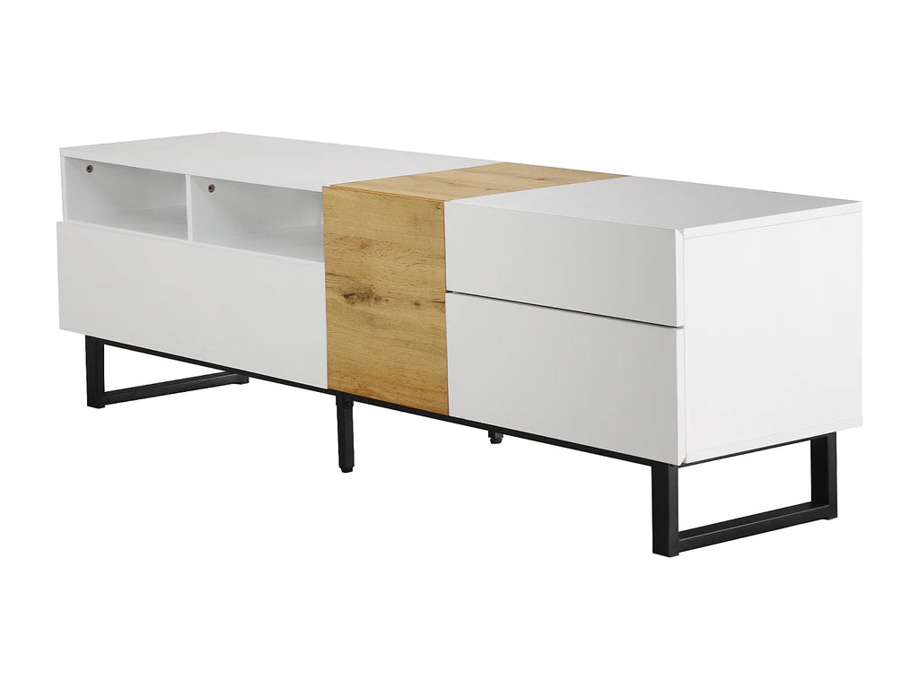 Meuble TV en Bois Blanc 180 cm 2 Tiroirs - MODERNLUXE vue 8
