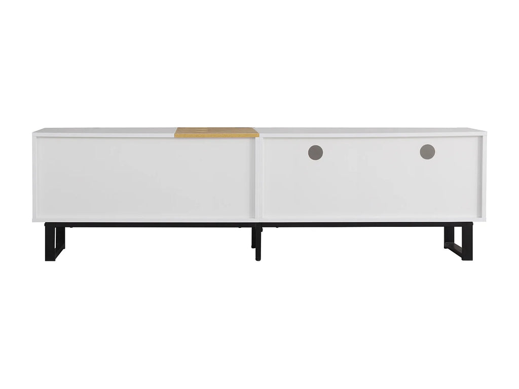 Meuble TV en Bois Blanc 180 cm 2 Tiroirs - MODERNLUXE vue 9