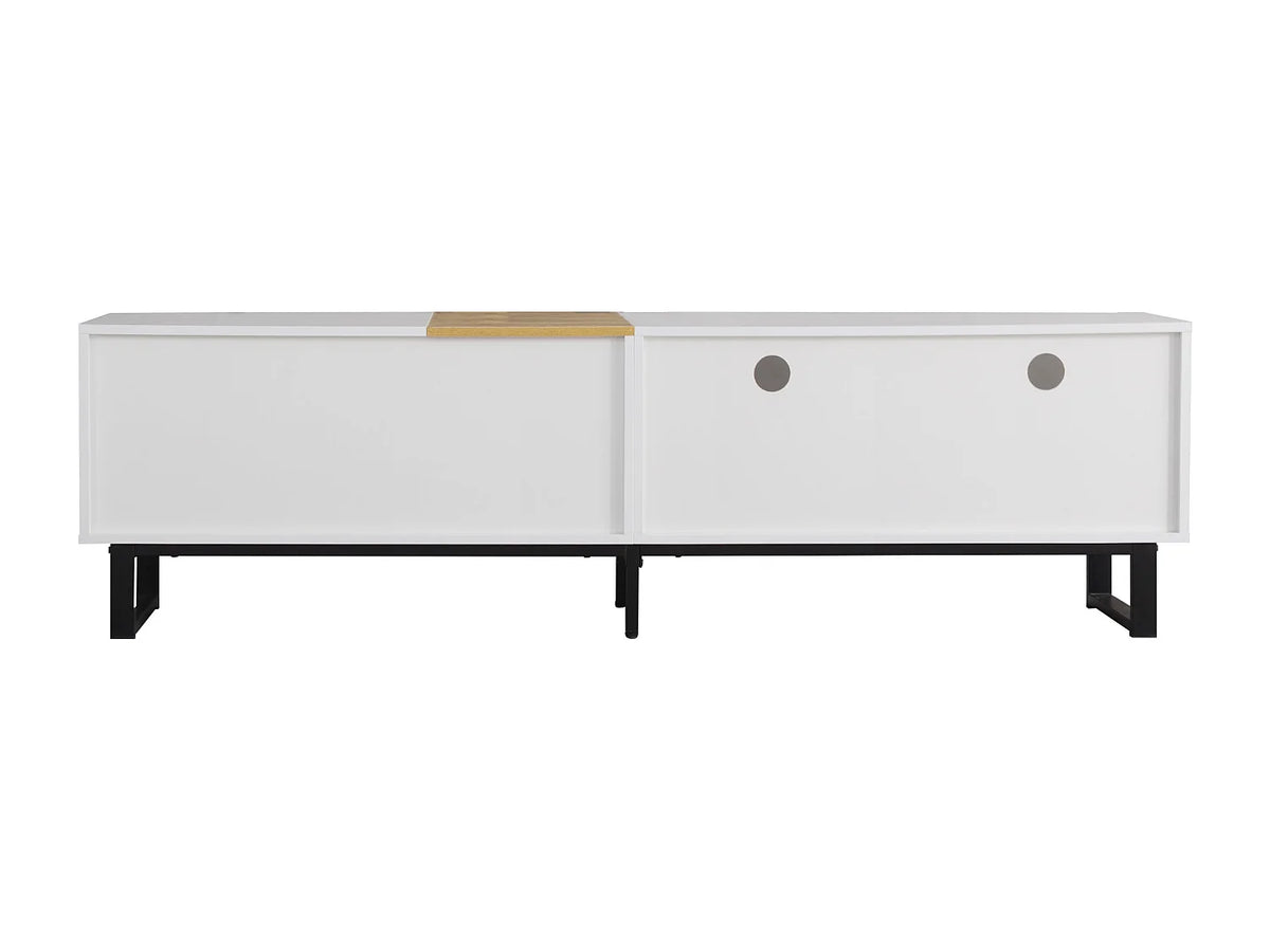 Meuble TV en Bois Blanc 180 cm 2 Tiroirs - MODERNLUXE vue 9