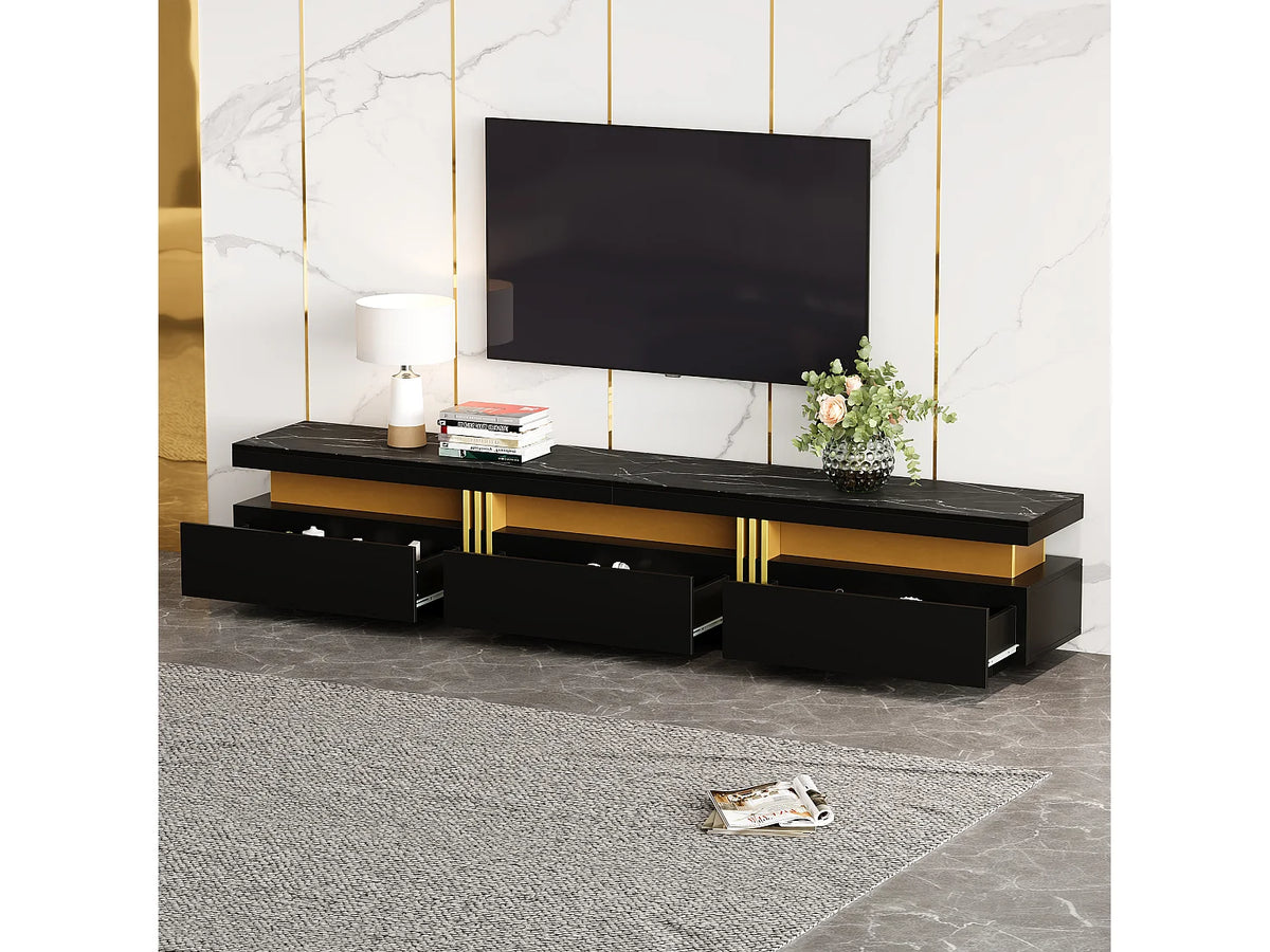 Meuble TV en Bois Noir - MERAX