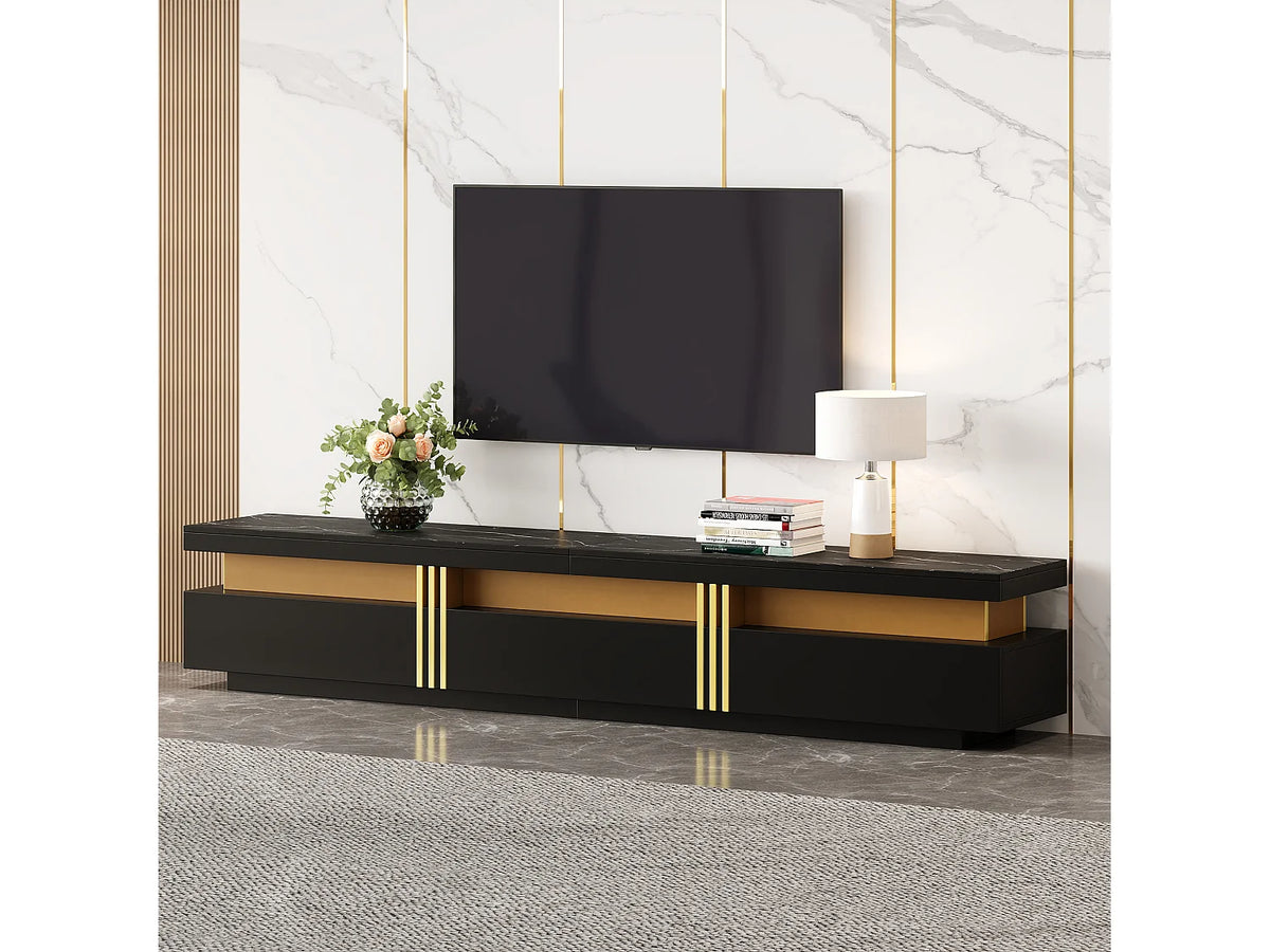 Meuble TV en Bois Noir - MERAX vue 2