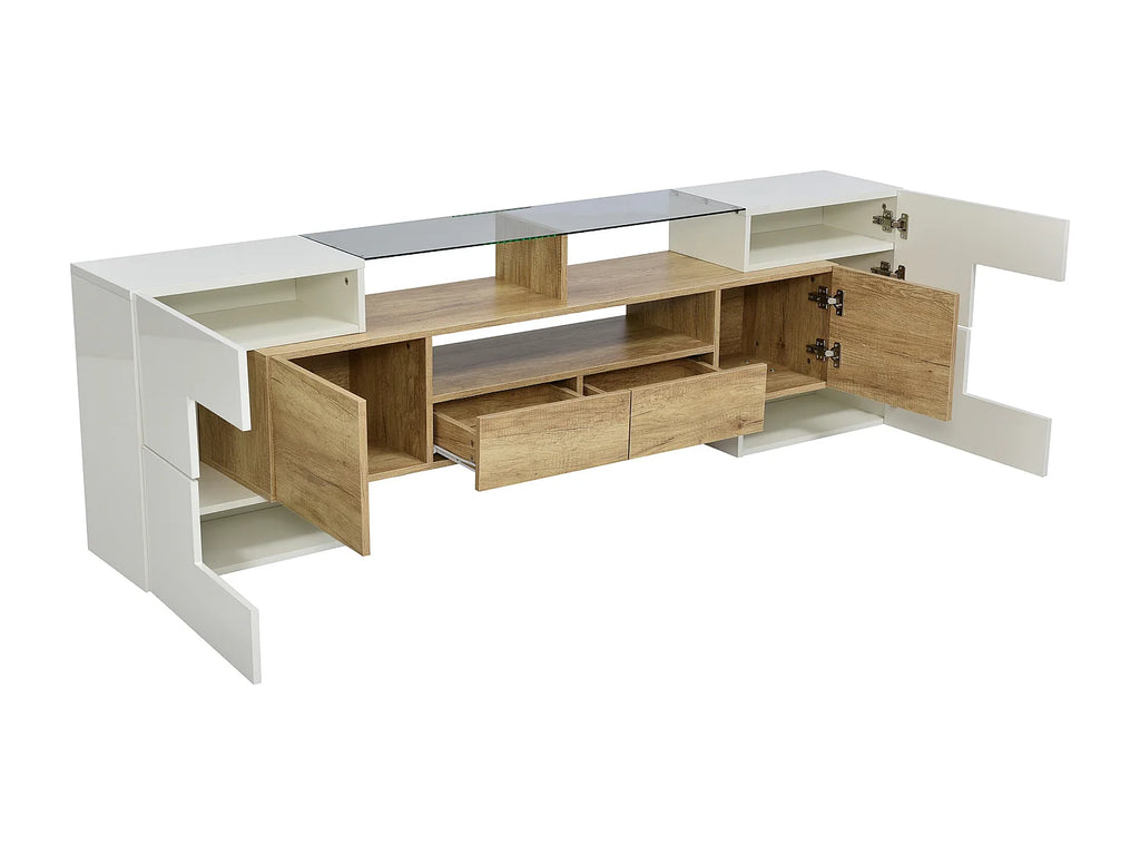 Meuble TV en Bois Blanc 200 cm - MODERNLUXE vue 3