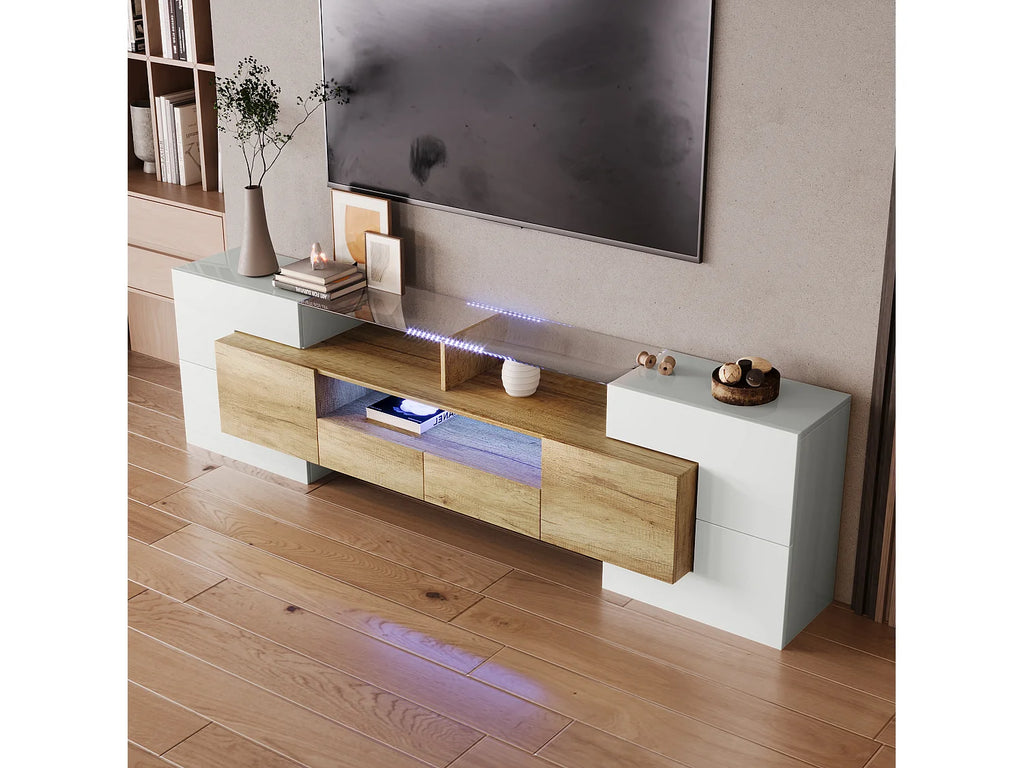 Meuble TV en Bois Blanc 200 cm - MODERNLUXE vue 7