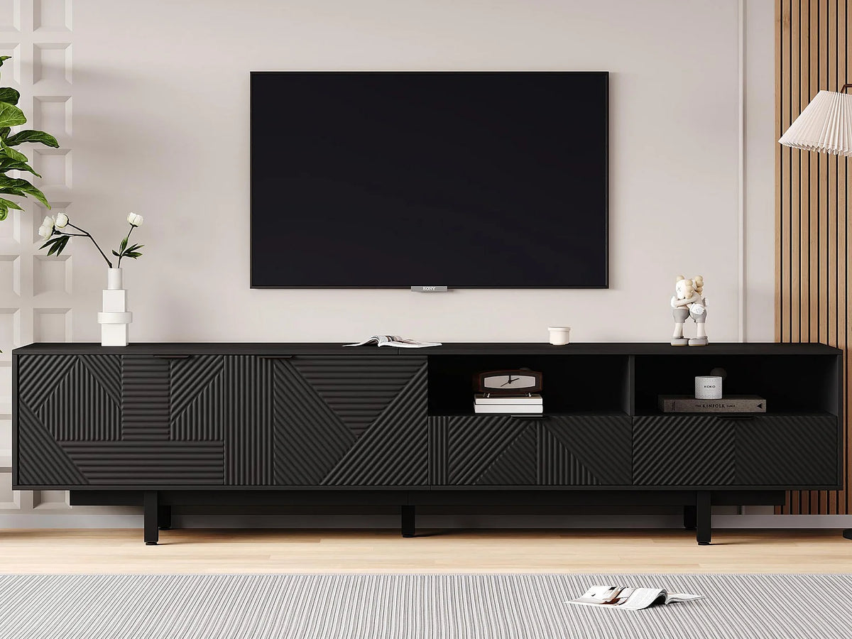 Meuble TV en Bois Noir 200 cm - MODERNLUXE