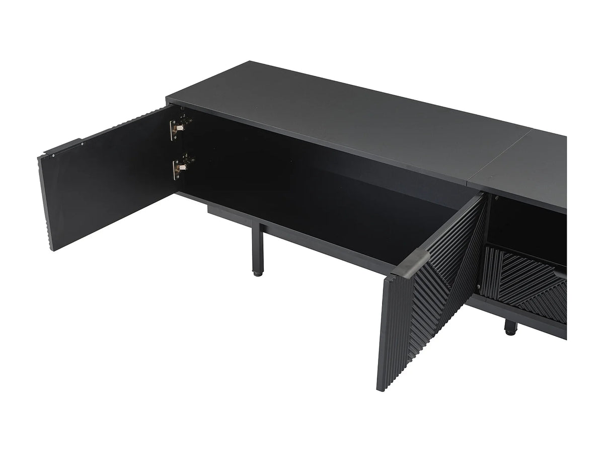 Meuble TV en Bois Noir 200 cm - MODERNLUXE vue 5
