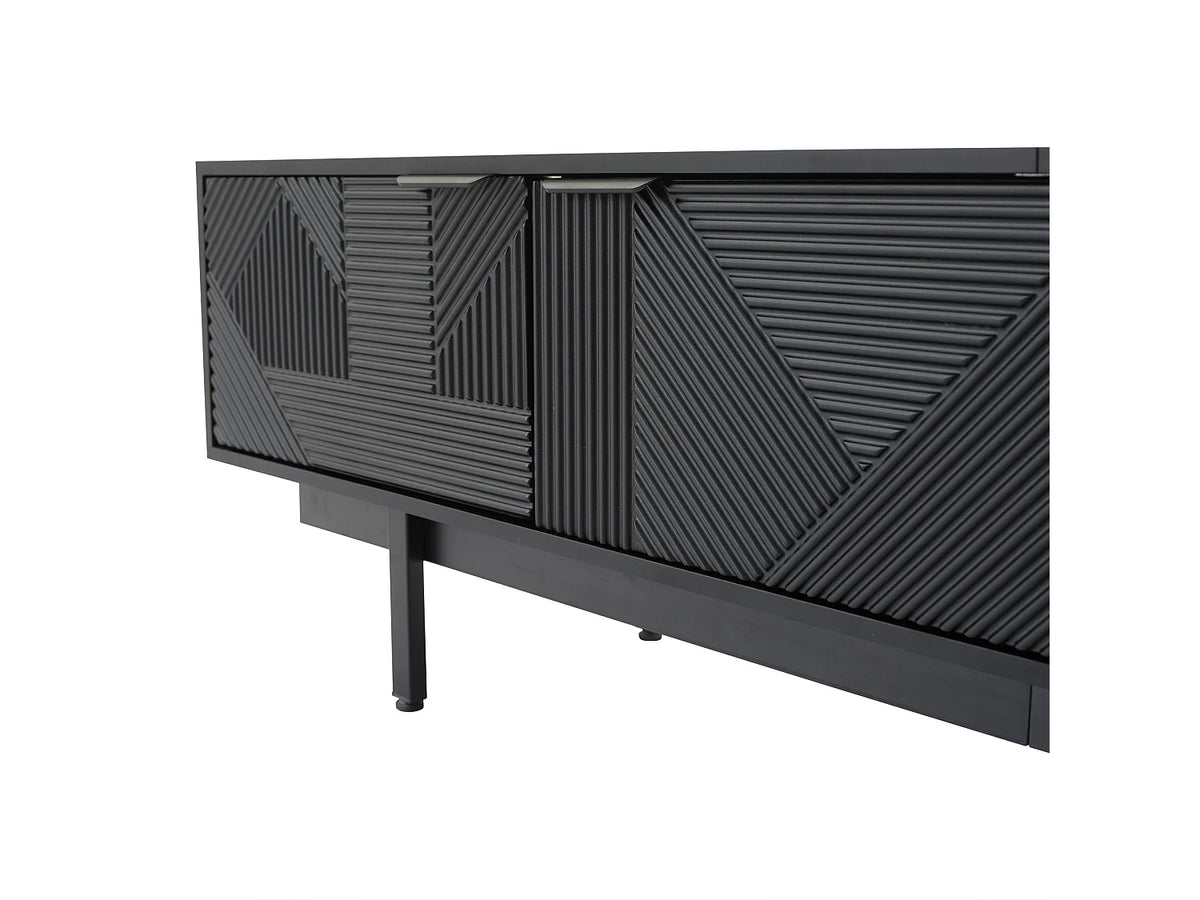 Meuble TV en Bois Noir 200 cm - MODERNLUXE vue 6