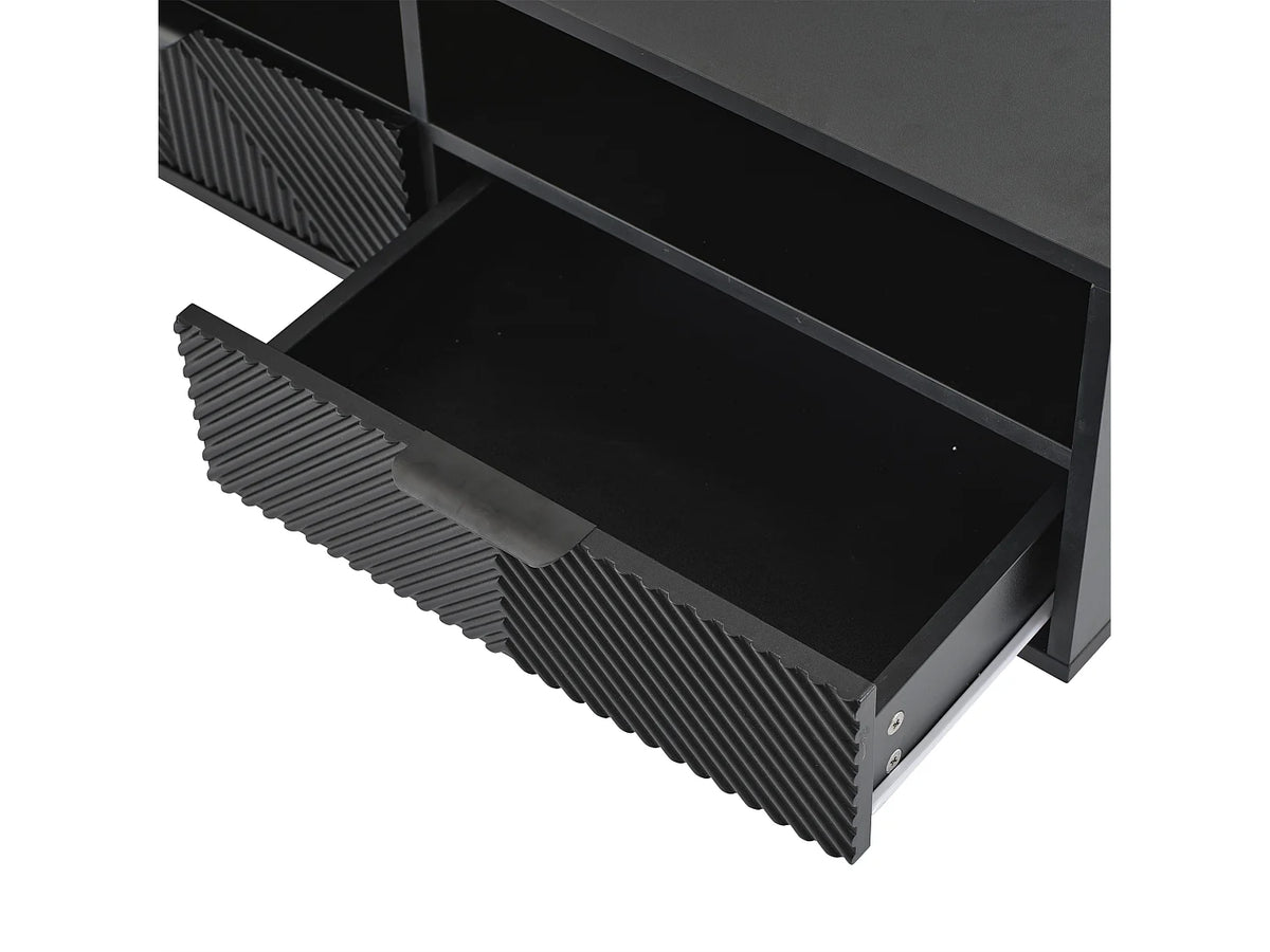Meuble TV en Bois Noir 200 cm - MODERNLUXE vue 7