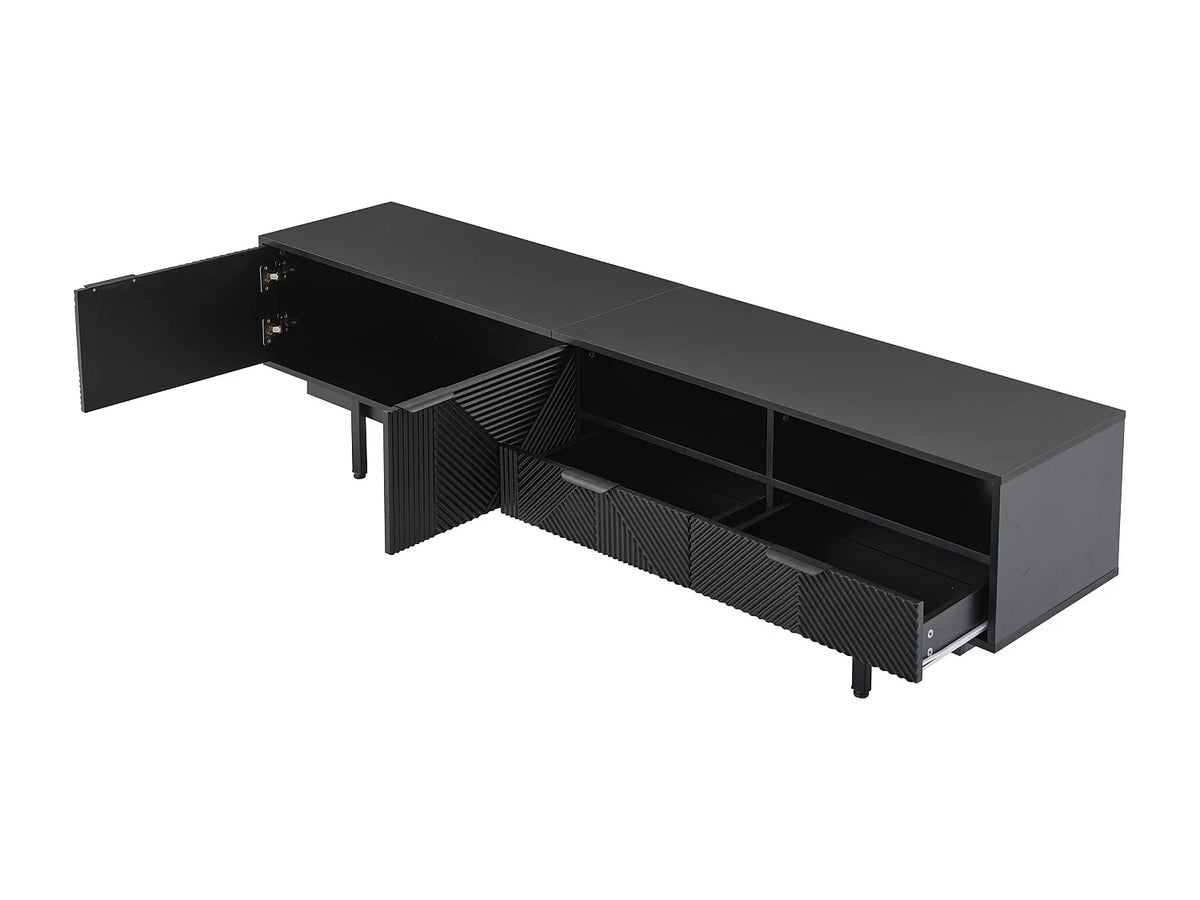 Meuble TV en Bois Noir 200 cm - MODERNLUXE vue 8