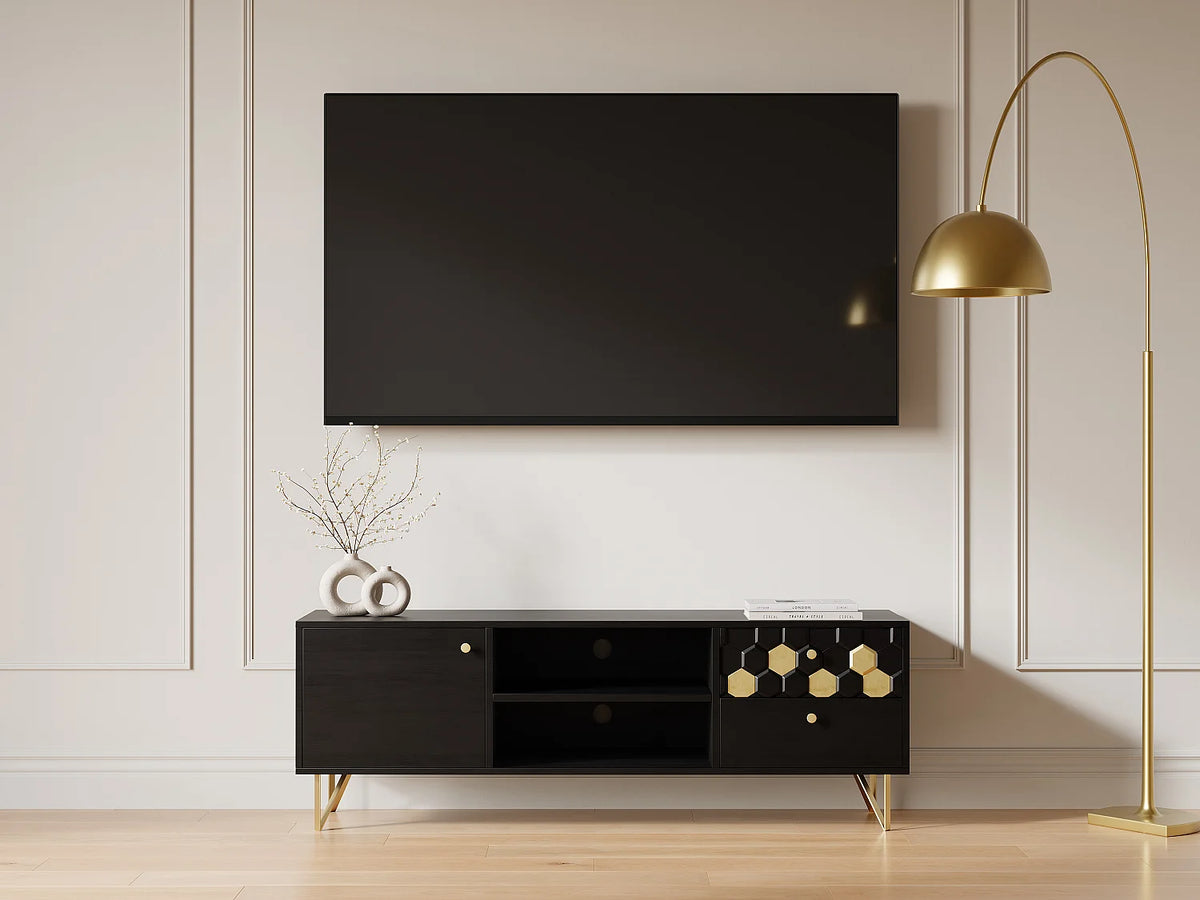 Meuble TV en Métal Noir - BELORI