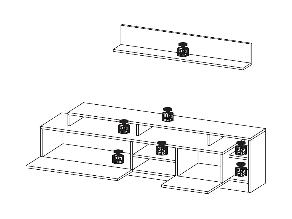Meuble TV en Bois Gris 260 cm - IDESIA vue 5