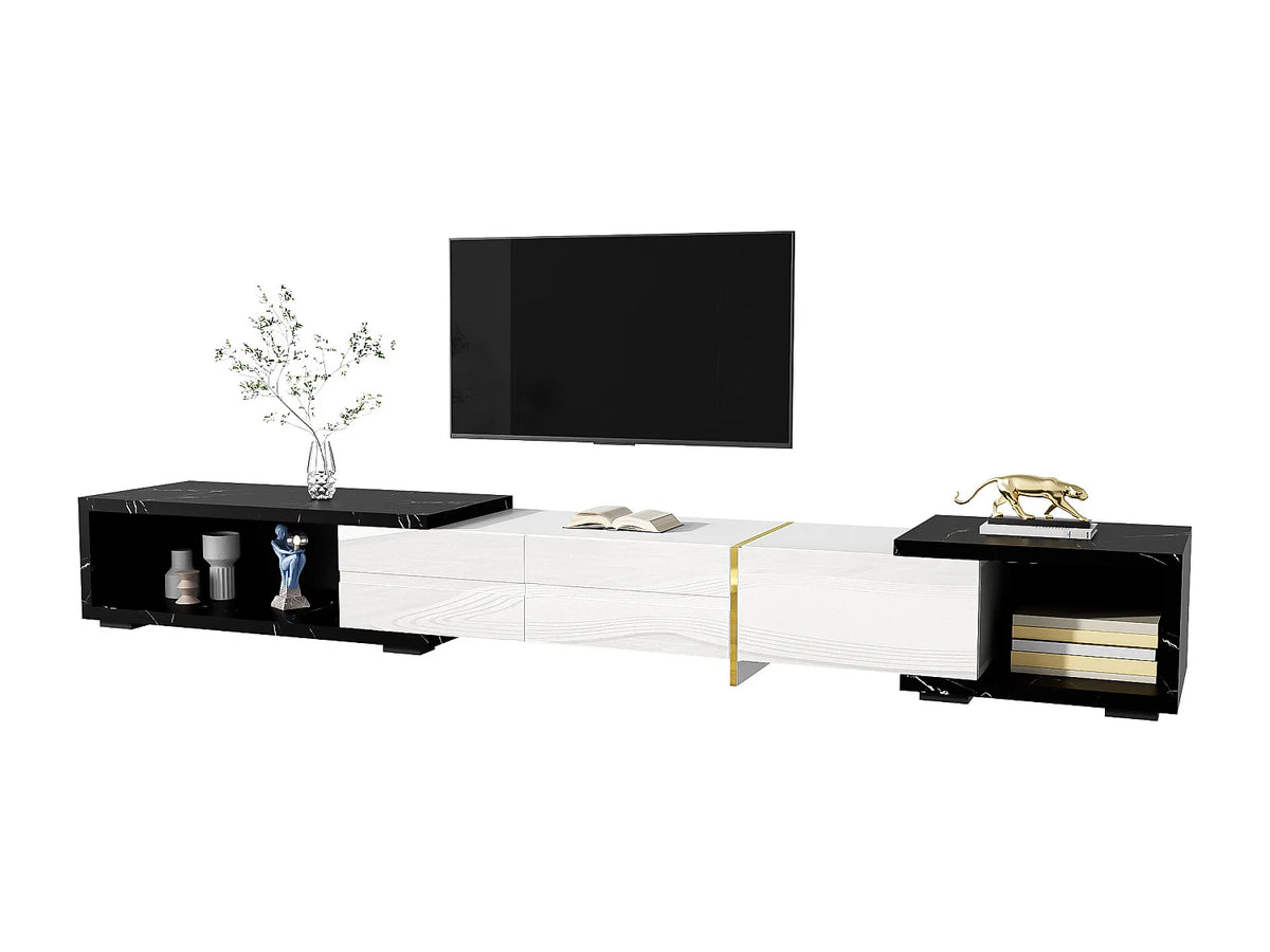 Meuble TV en Bois Blanc 260 cm - MODERNLUXE vue 4