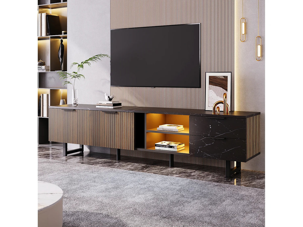 Meuble TV en Bois 200 cm - MODERNLUXE vue 2
