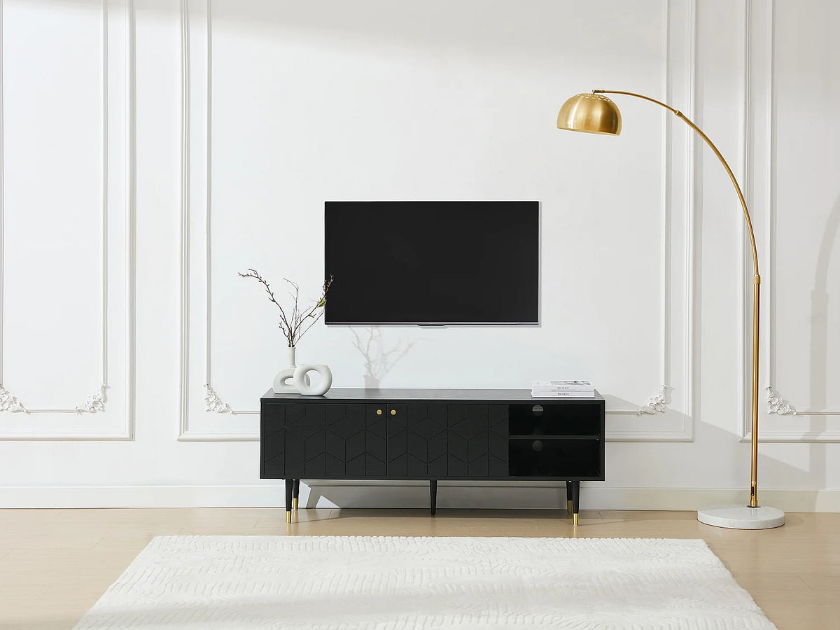 Meuble TV Effet Chêne Noir - PARIOMA