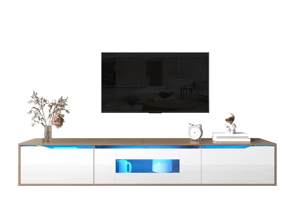 Meuble TV en Bois Blanc 180 cm avec LED - MODERNLUXE vue 4