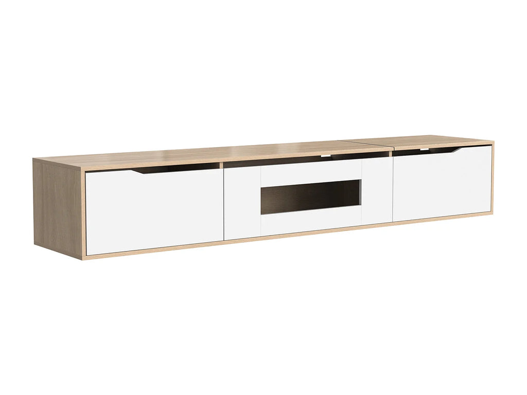 Meuble TV en Bois Blanc 180 cm avec LED - MODERNLUXE vue 5
