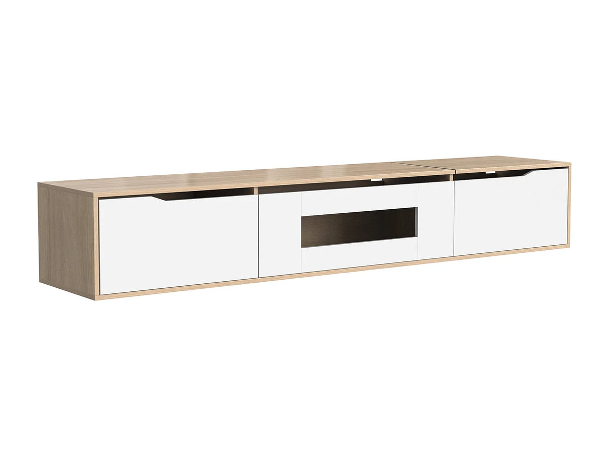 Meuble TV en Bois Blanc 180 cm avec LED - MODERNLUXE vue 5