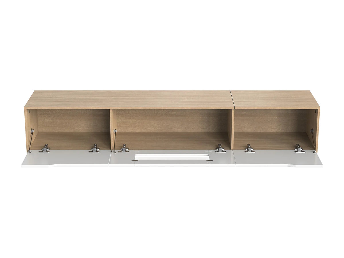 Meuble TV en Bois Blanc 180 cm avec LED - MODERNLUXE vue 6