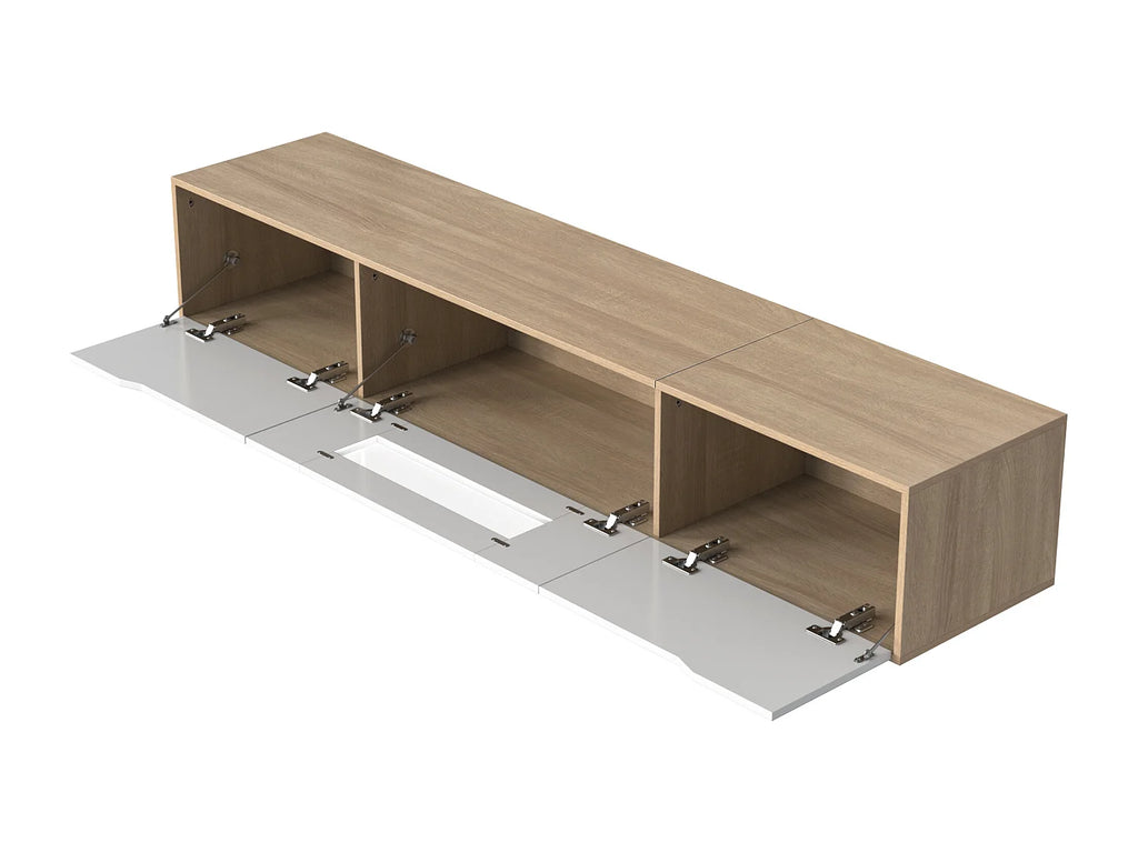 Meuble TV en Bois Blanc 180 cm avec LED - MODERNLUXE vue 7