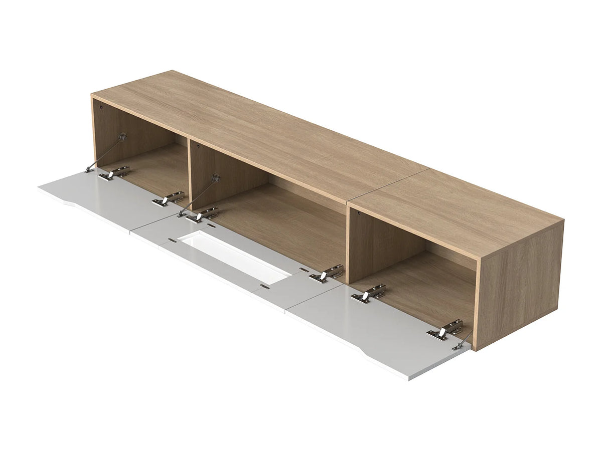 Meuble TV en Bois Blanc 180 cm avec LED - MODERNLUXE vue 7