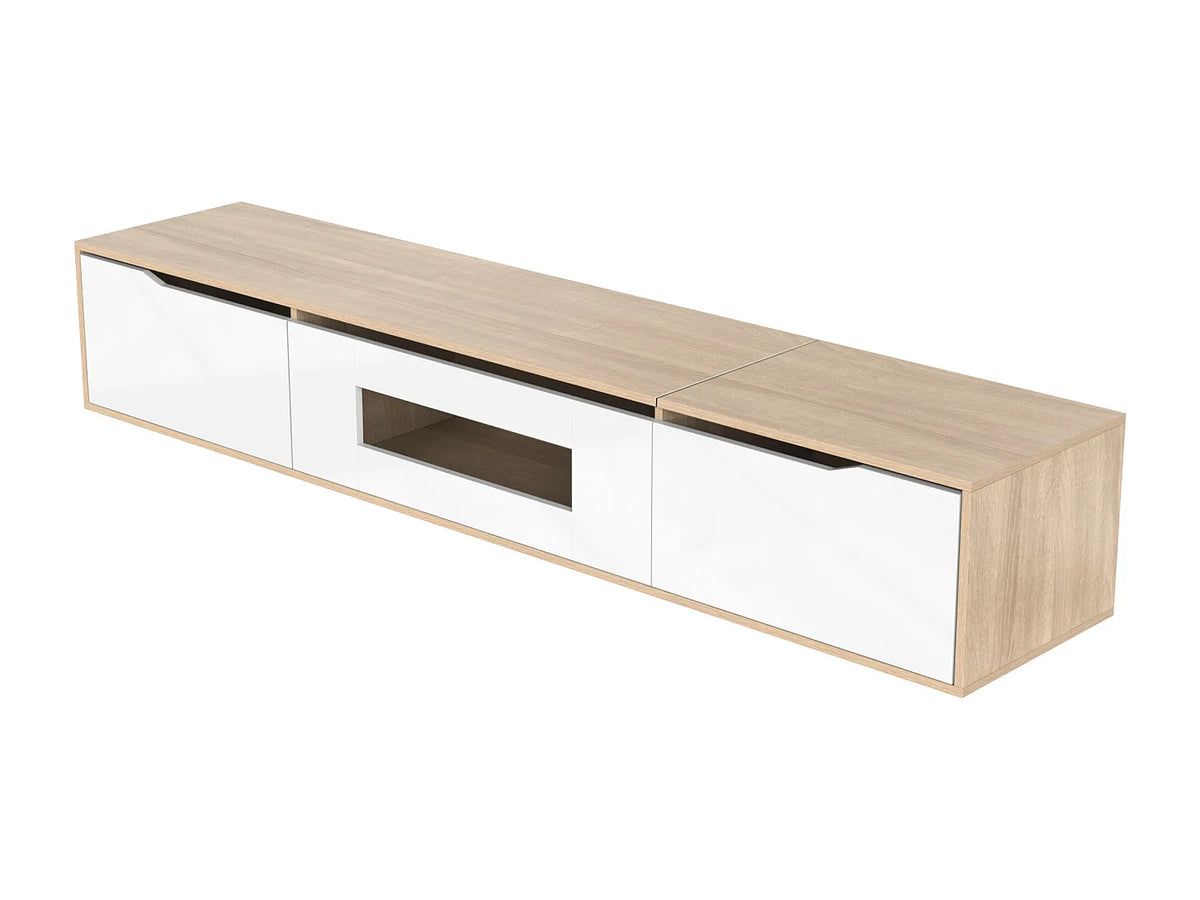 Meuble TV en Bois Blanc 180 cm avec LED - MODERNLUXE vue 8