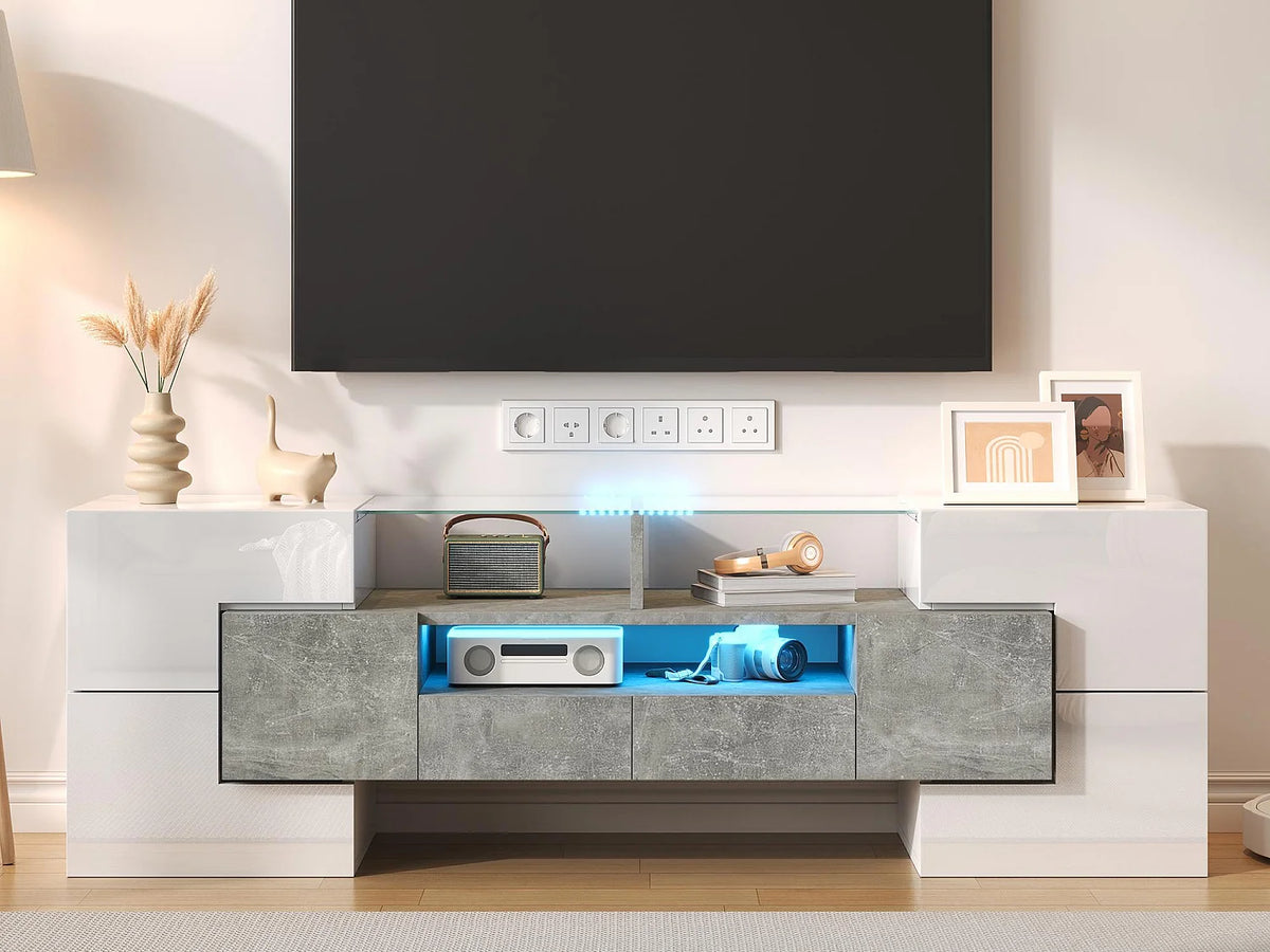 Meuble TV en Bois Blanc 145 cm - MODERNLUXE