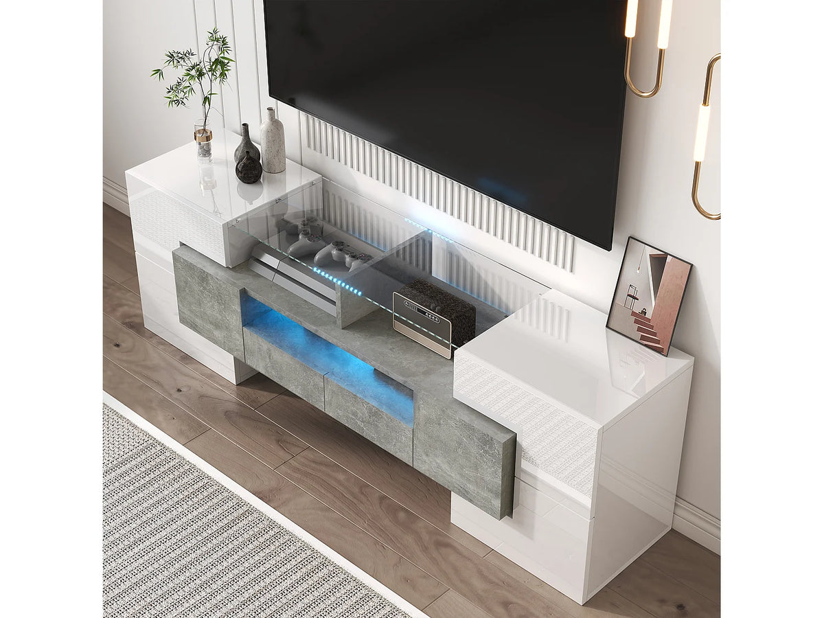 Meuble TV en Bois Blanc 145 cm - MODERNLUXE vue 2