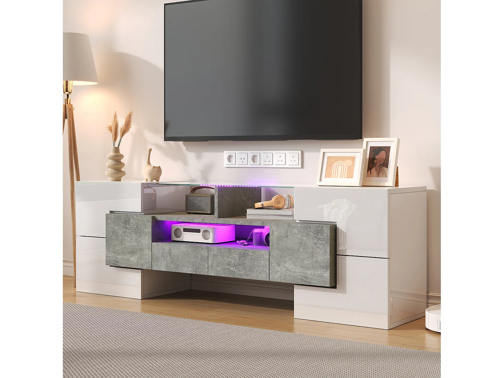 Meuble TV en Bois Blanc 145 cm - MODERNLUXE vue 3