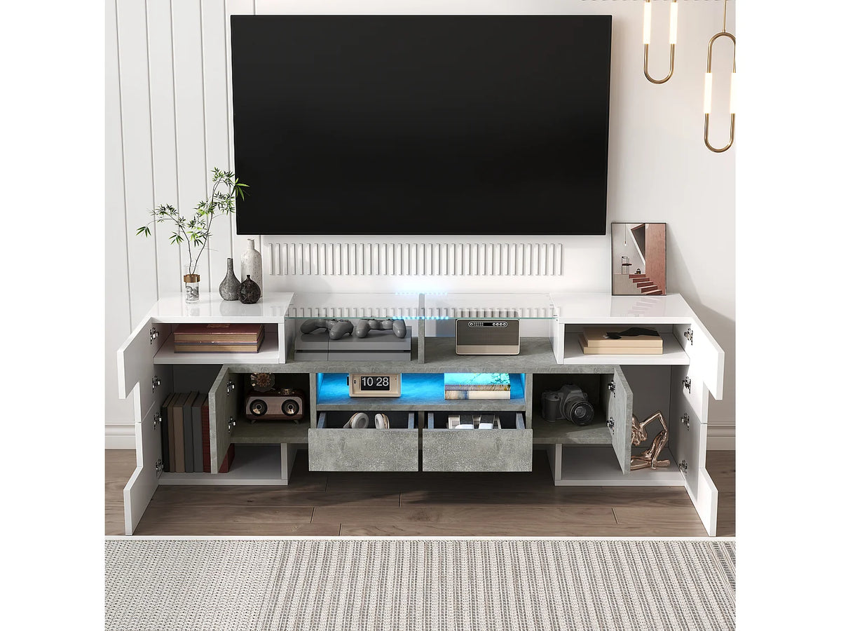 Meuble TV en Bois Blanc 145 cm - MODERNLUXE vue 4