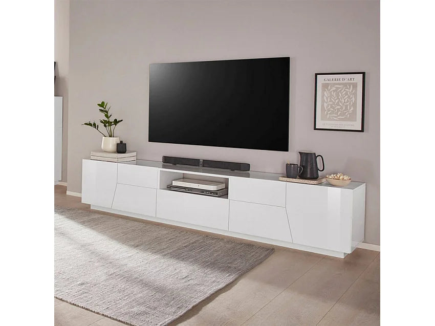 Meuble TV en Bois Blanc 220 cm - WEB FURNITURE