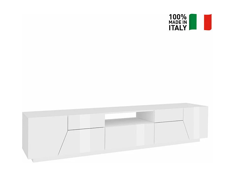 Meuble TV en Bois Blanc 220 cm - WEB FURNITURE vue 3
