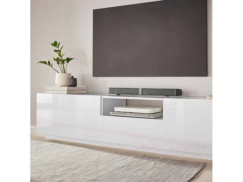 Meuble TV en Bois Blanc 220 cm - WEB FURNITURE vue 7