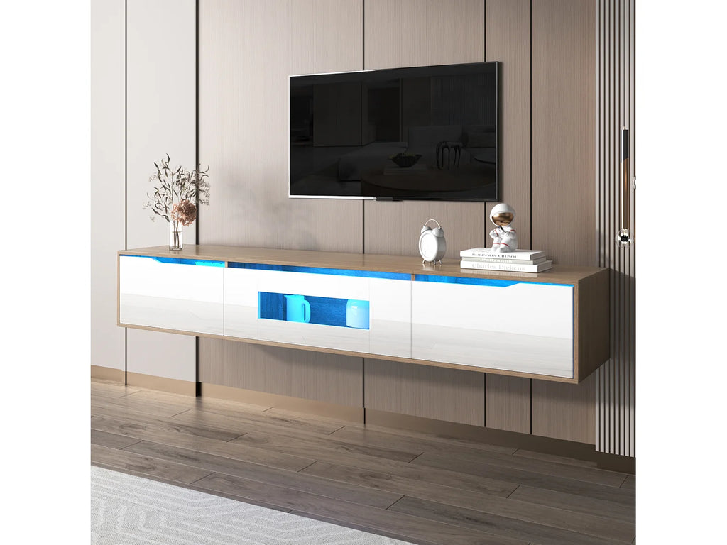 Meuble TV Effet Chêne Blanc - MERAX