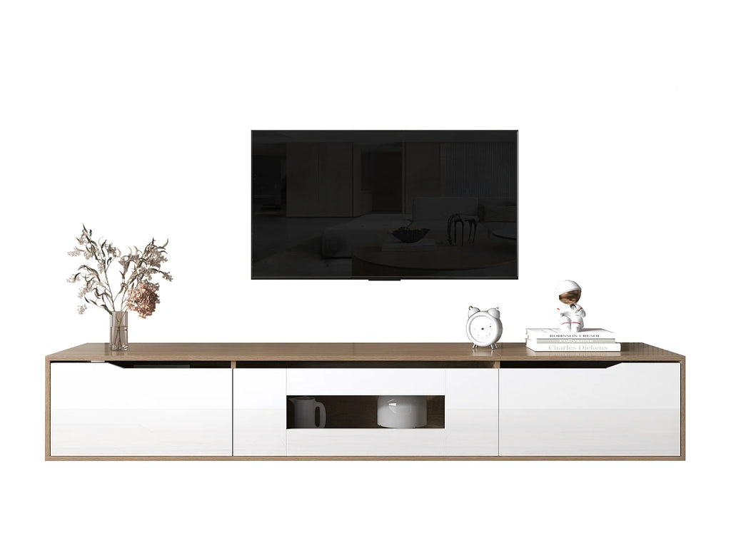 Meuble TV Effet Chêne Blanc - MERAX vue 2