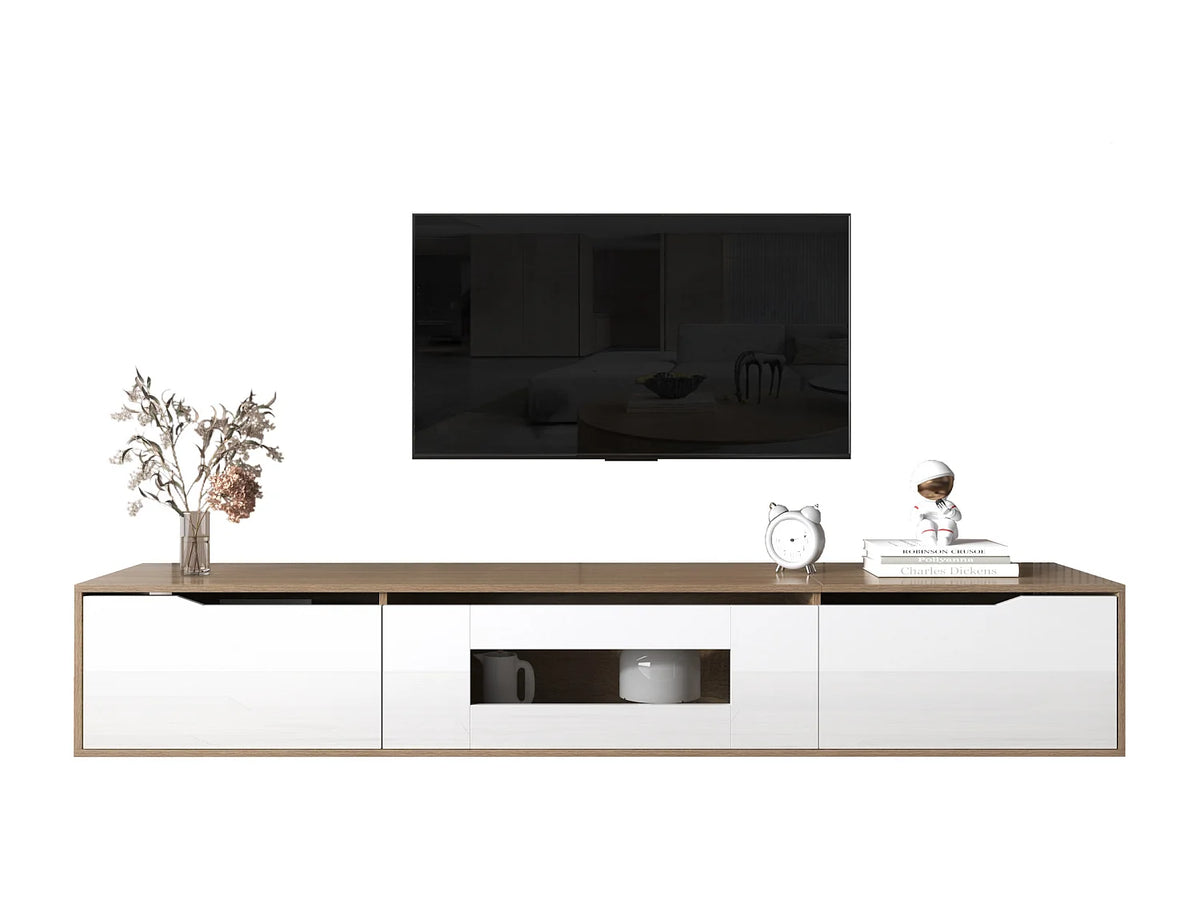 Meuble TV Effet Chêne Blanc - MERAX vue 2