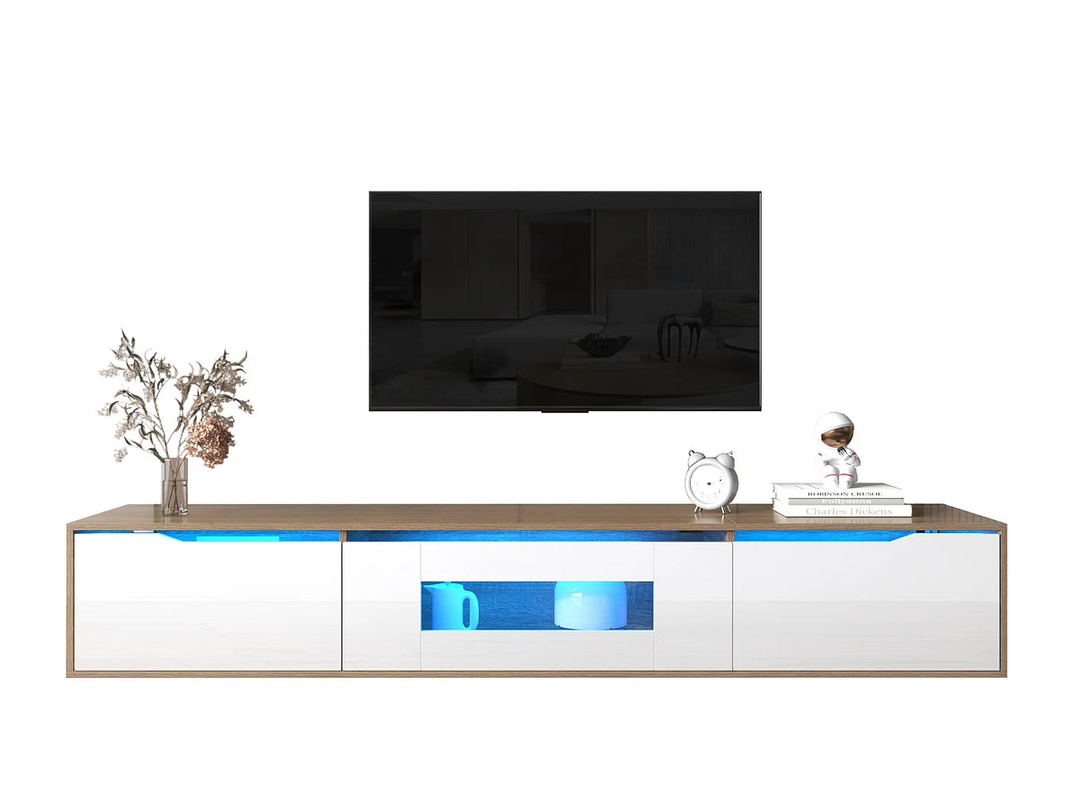 Meuble TV Effet Chêne Blanc - MERAX vue 6