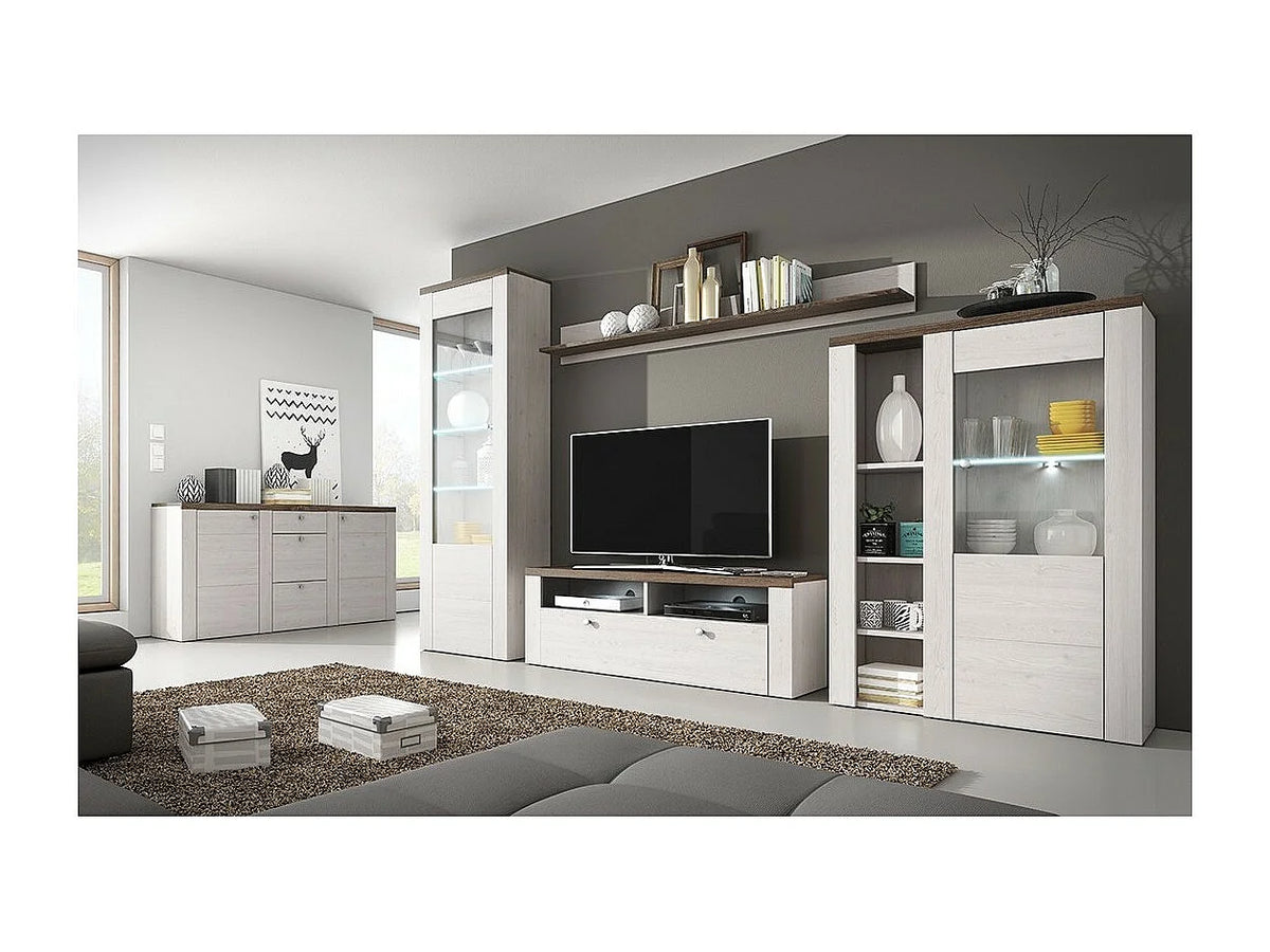 Meuble TV Effet Chêne Blanc - SANTIAGO vue 3
