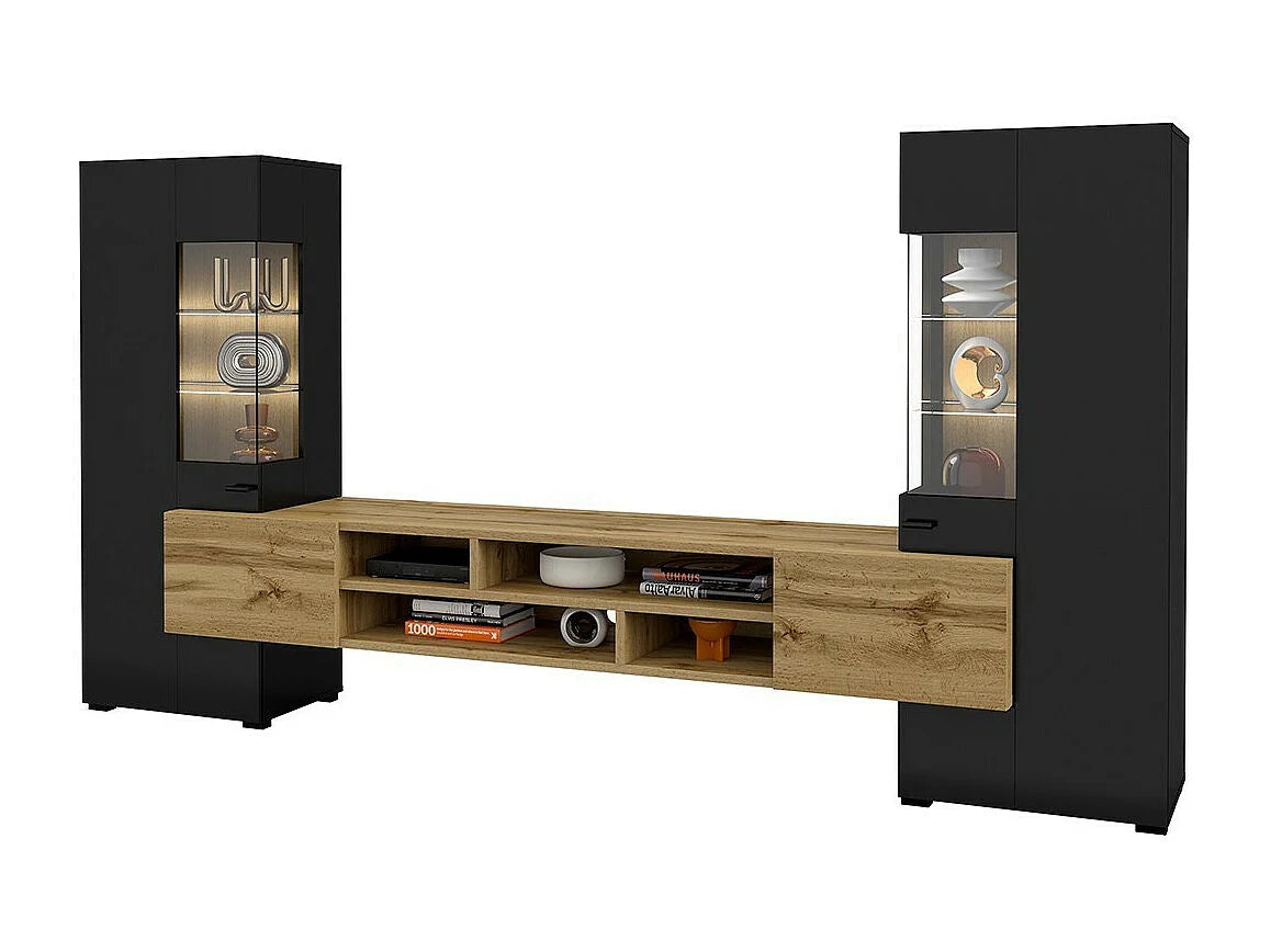 Meuble TV Effet Chêne Noir - KOBEE