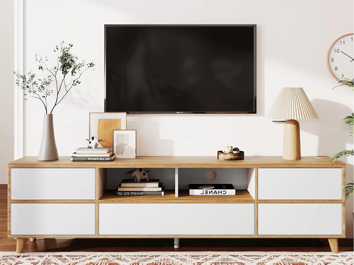 Meuble TV en Bois Blanc 175 cm - MODERNLUXE