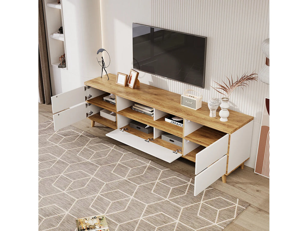 Meuble TV en Bois Blanc 175 cm - MODERNLUXE vue 9