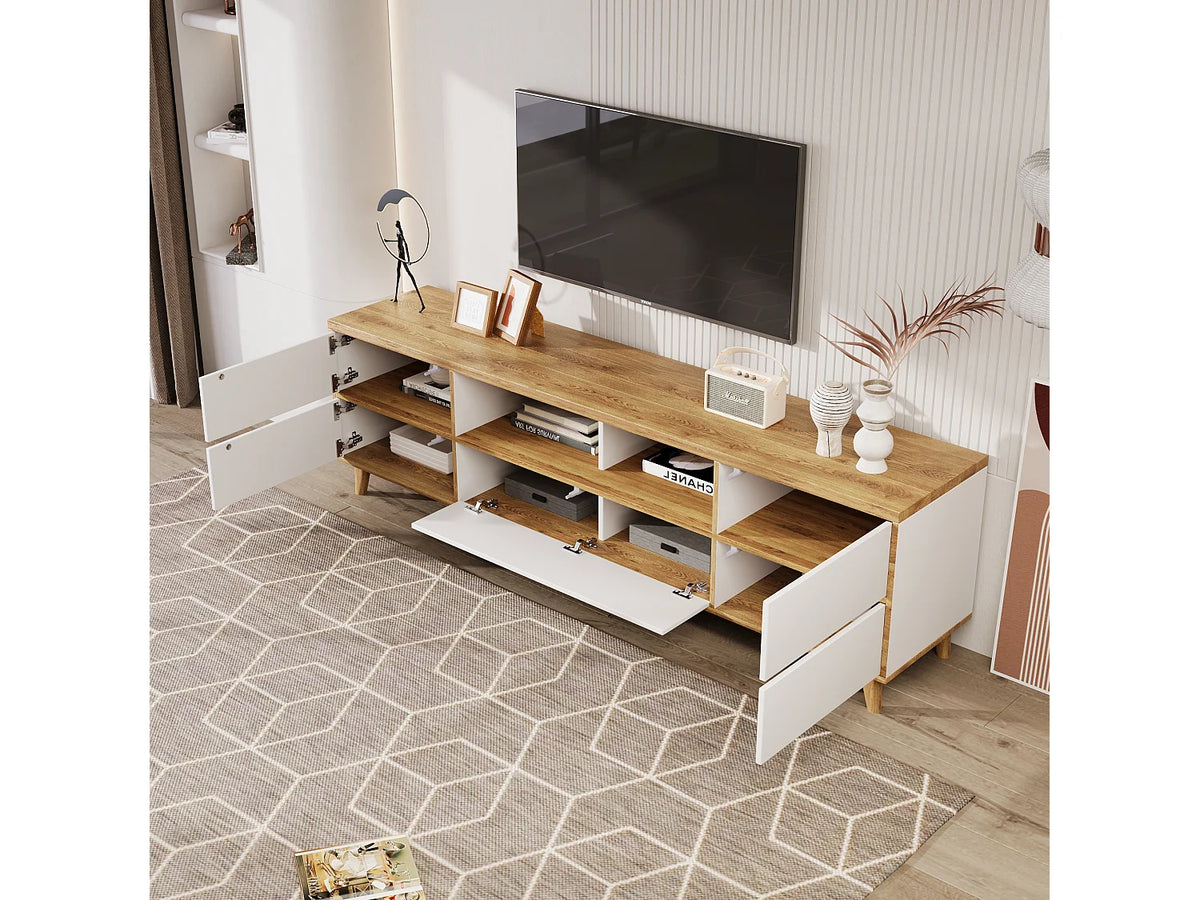 Meuble TV en Bois Blanc 175 cm - MODERNLUXE vue 9