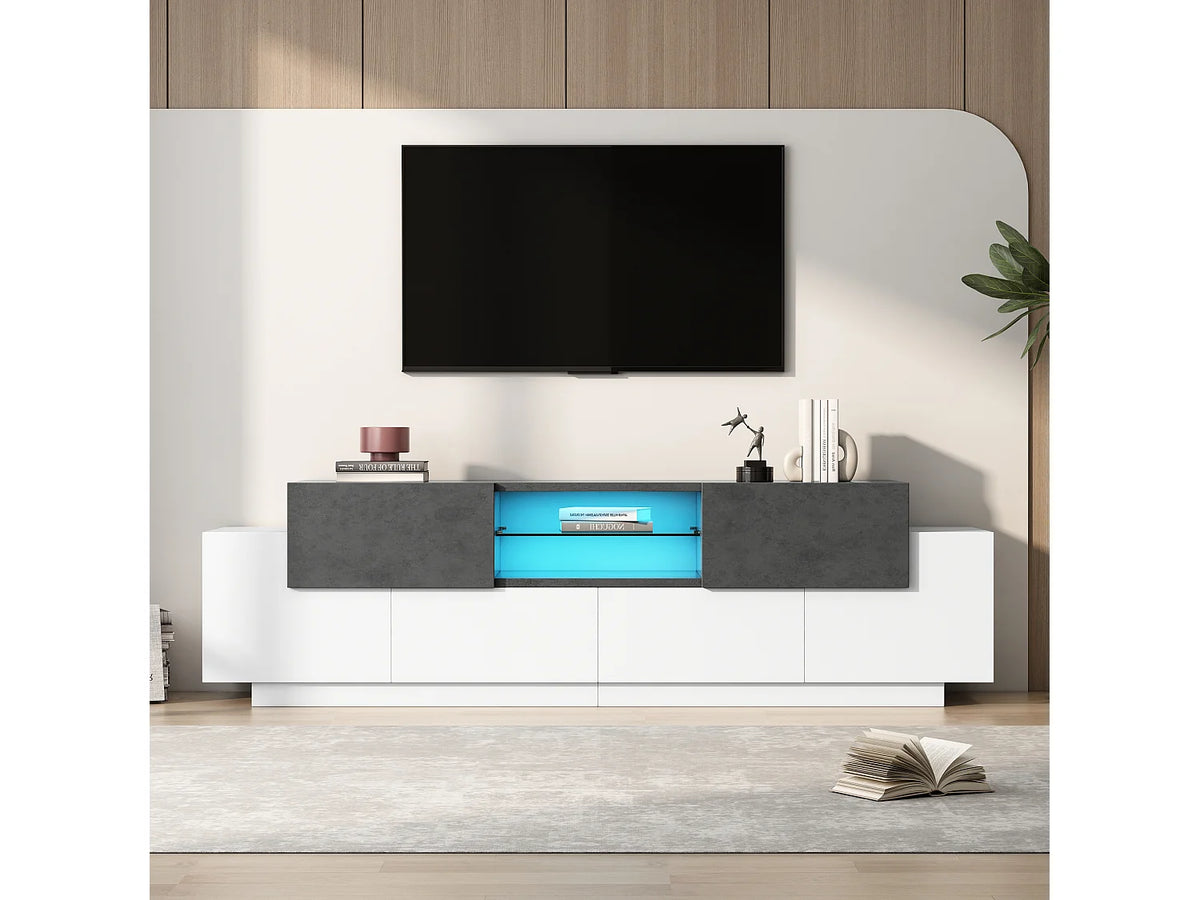 Meuble TV en Bois Blanc 180 cm 4 Portes 2 Tiroirs - MODERNLUXE vue 2