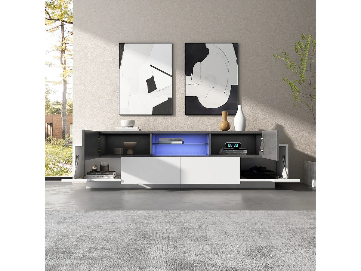 Meuble TV en Bois Blanc 180 cm 4 Portes 2 Tiroirs - MODERNLUXE vue 6