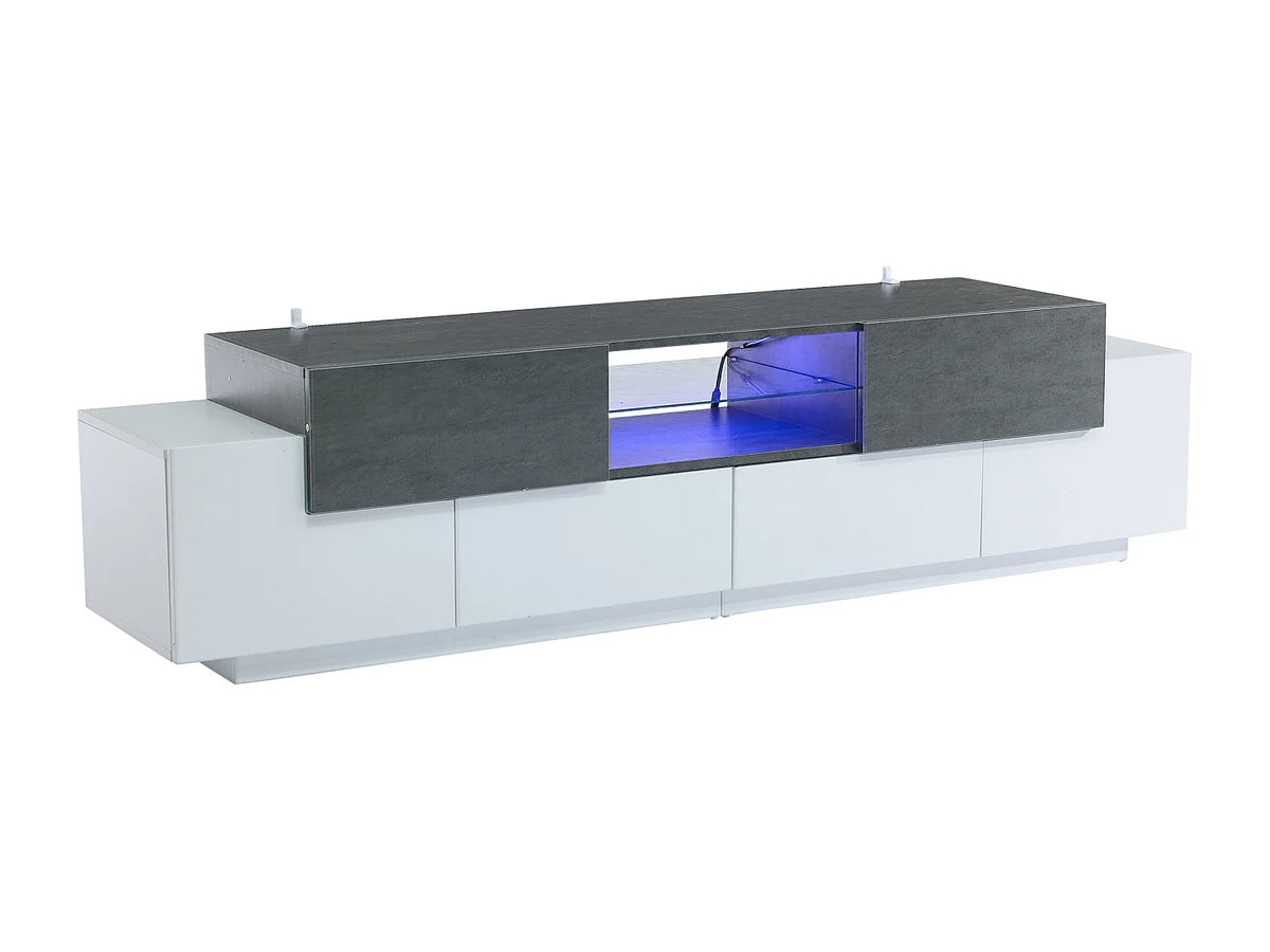 Meuble TV en Bois Blanc 180 cm 4 Portes 2 Tiroirs - MODERNLUXE vue 8