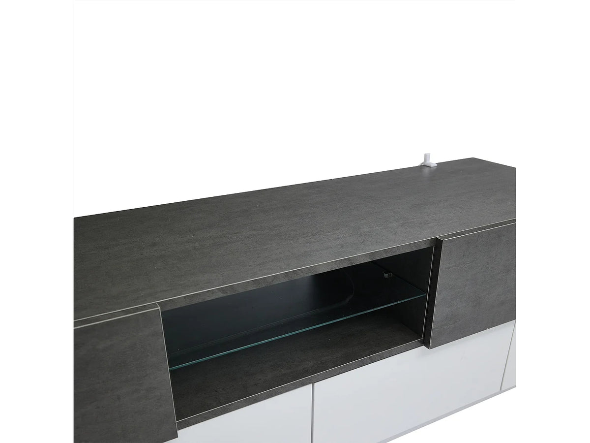 Meuble TV en Bois Blanc 180 cm 4 Portes 2 Tiroirs - MODERNLUXE vue 9