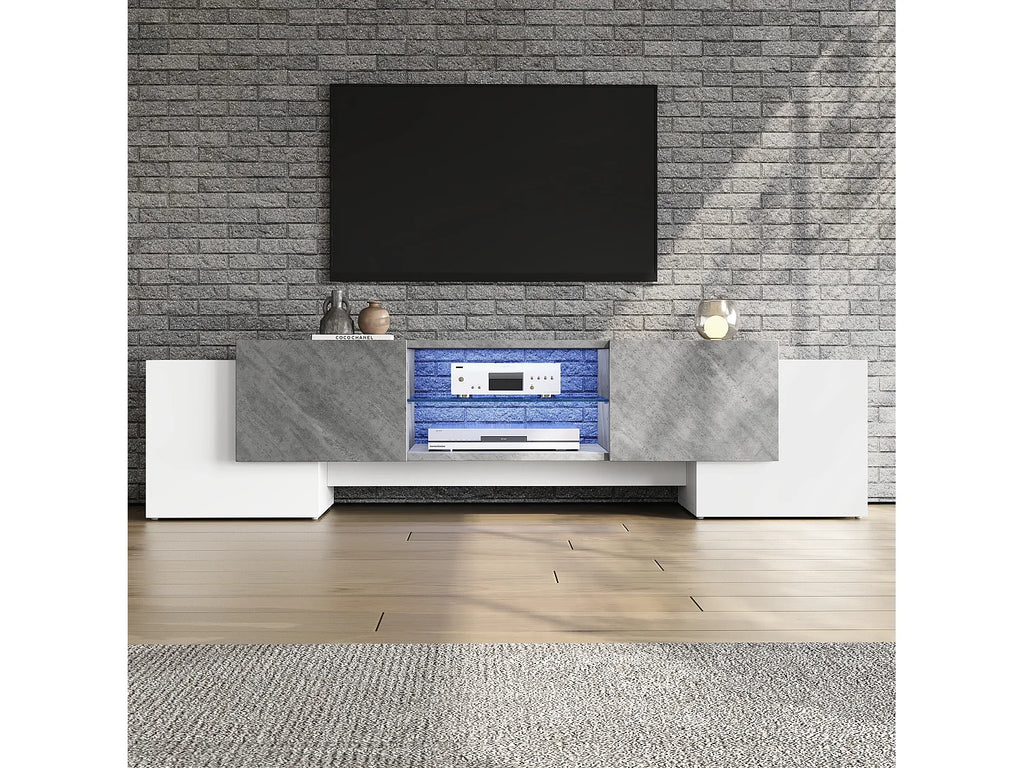 Meuble TV en Bois Blanc 180 cm 4 Portes - MODERNLUXE vue 3